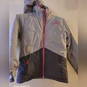 The North Face Kids Gray and Pink Puffer Jacket